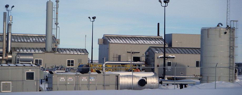 Compressor Plant  A photo of a Compressor plant in alberta in the winter cool colors